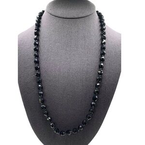 ❤️ Steampunk x Victorian Glass Onyx Faceted Beaded Necklace